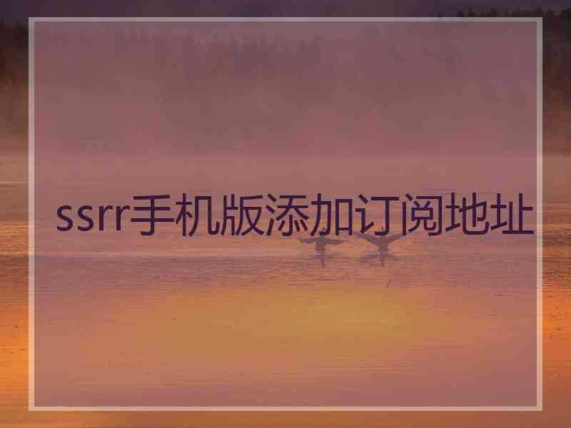 ssrr手机版添加订阅地址